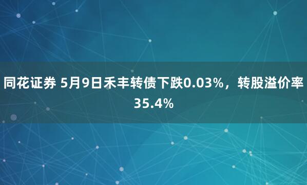 同花证券 5月9日禾丰转债下跌0.03%，转股溢价率35.4%